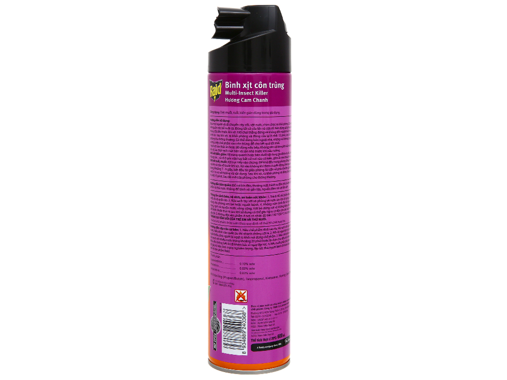 Bình xịt côn trùng Raid hương cam & chanh 520ml