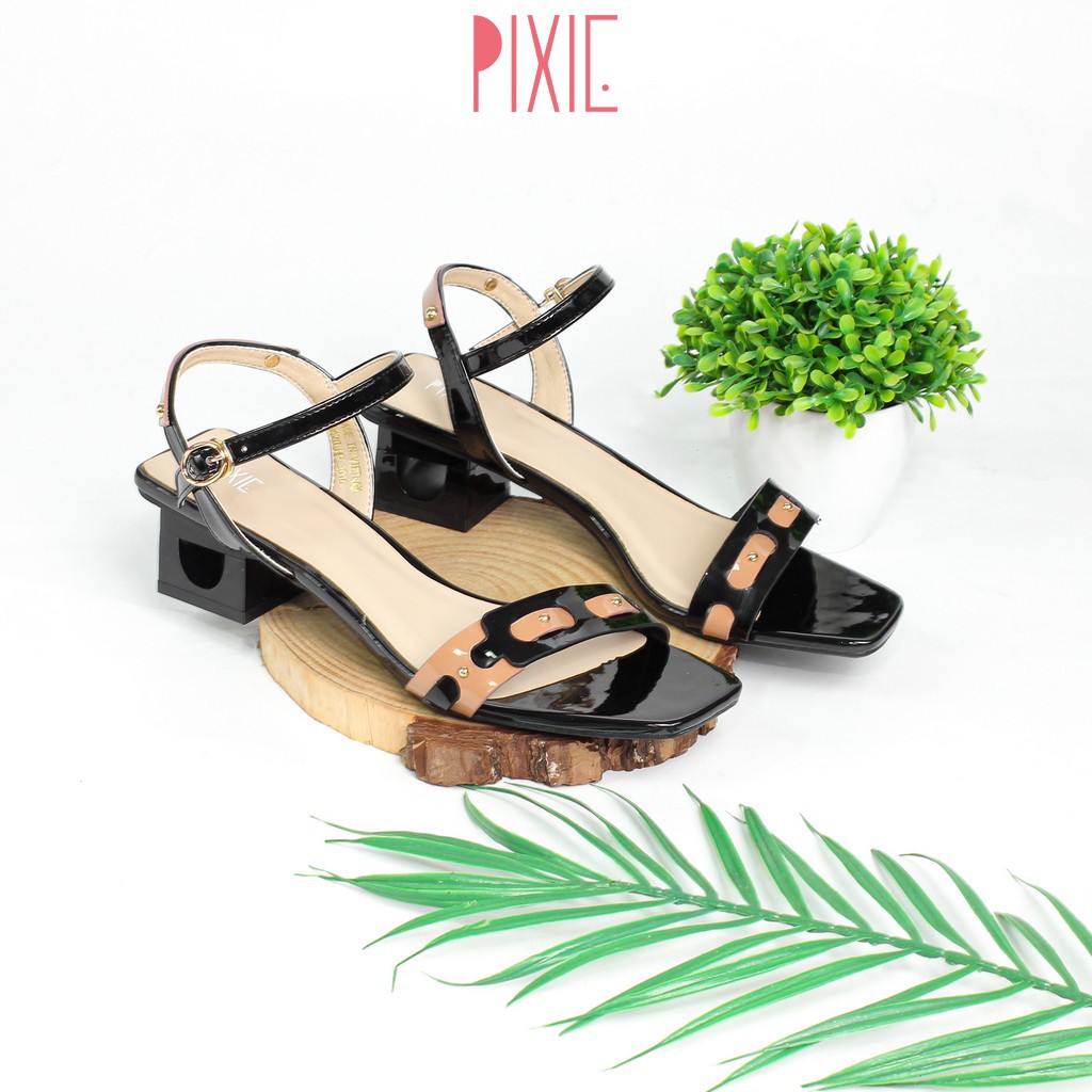 Giày Sandal Cao Gót 3cm Quai Phối Màu Pixie X531