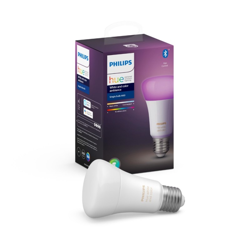 Bóng đèn thông minh Philips Hue White and Color Ambiance 9W A60 E27 kết nối Bluetooth và Zigbee