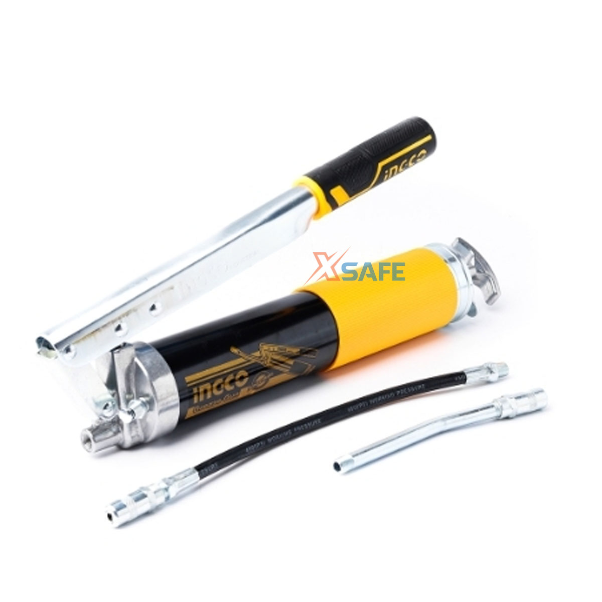 Súng bơm mỡ INGCO GRG015002 Tay cầm dễ dàng tạo lực đẩy Súng bơm cầm tay làm từ chất liệu cao cấp, chịu lực mạnh mẽ, phần sơn đen chống gỉ sét vượt trội
