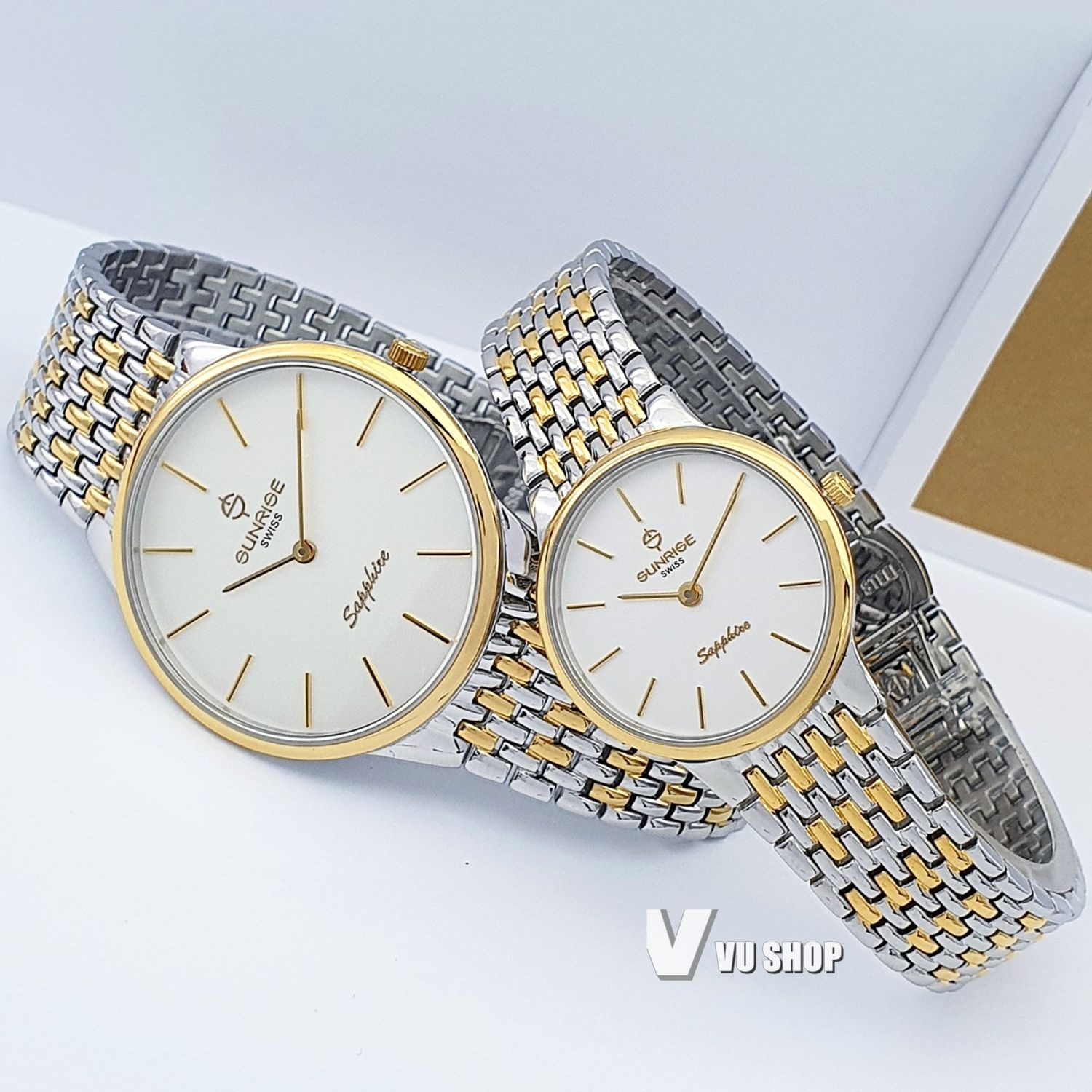 Đồng hồ đôi SUNRISE DM738SWD Siêu mỏng Chính hãng