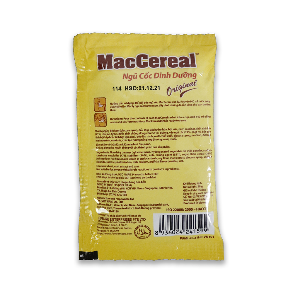 Calcium Nutritional Cereal Powder - Maccereal (Bag of 20 Packs X 28g)