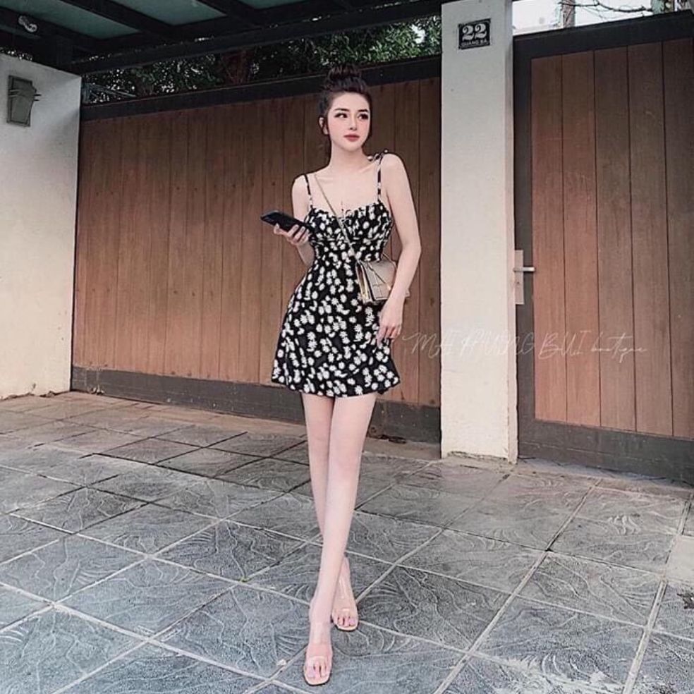 [HCM]Đầm cúc họa mi 2 dây