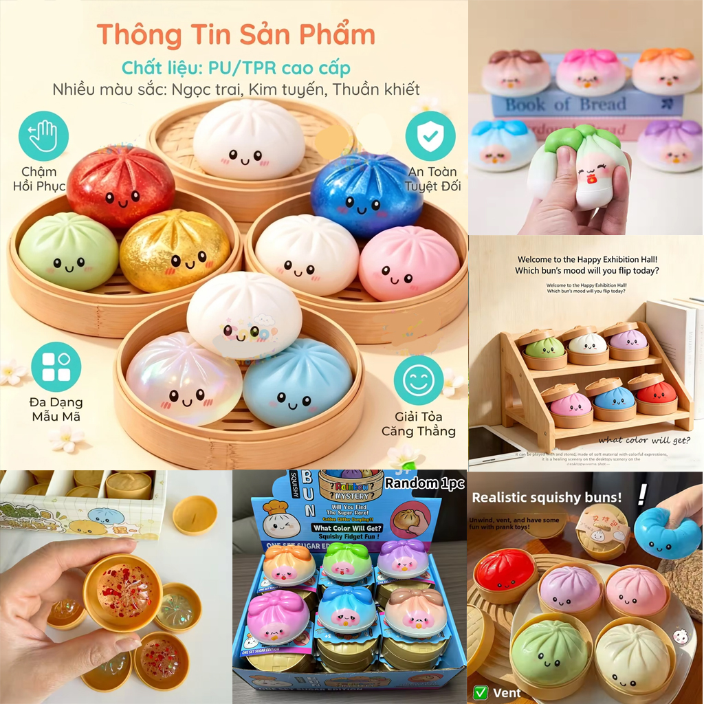 [NHIỀU MẪU MỚI 2026] Đồ Chơi Mochi Bánh Bao Kèm Xửng Hấp Cute Bóp Mềm Mịn Giảm Stress