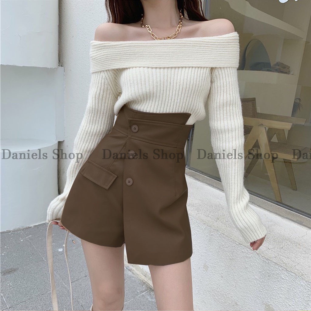 Quần short giả chân váy da nữ hot trend