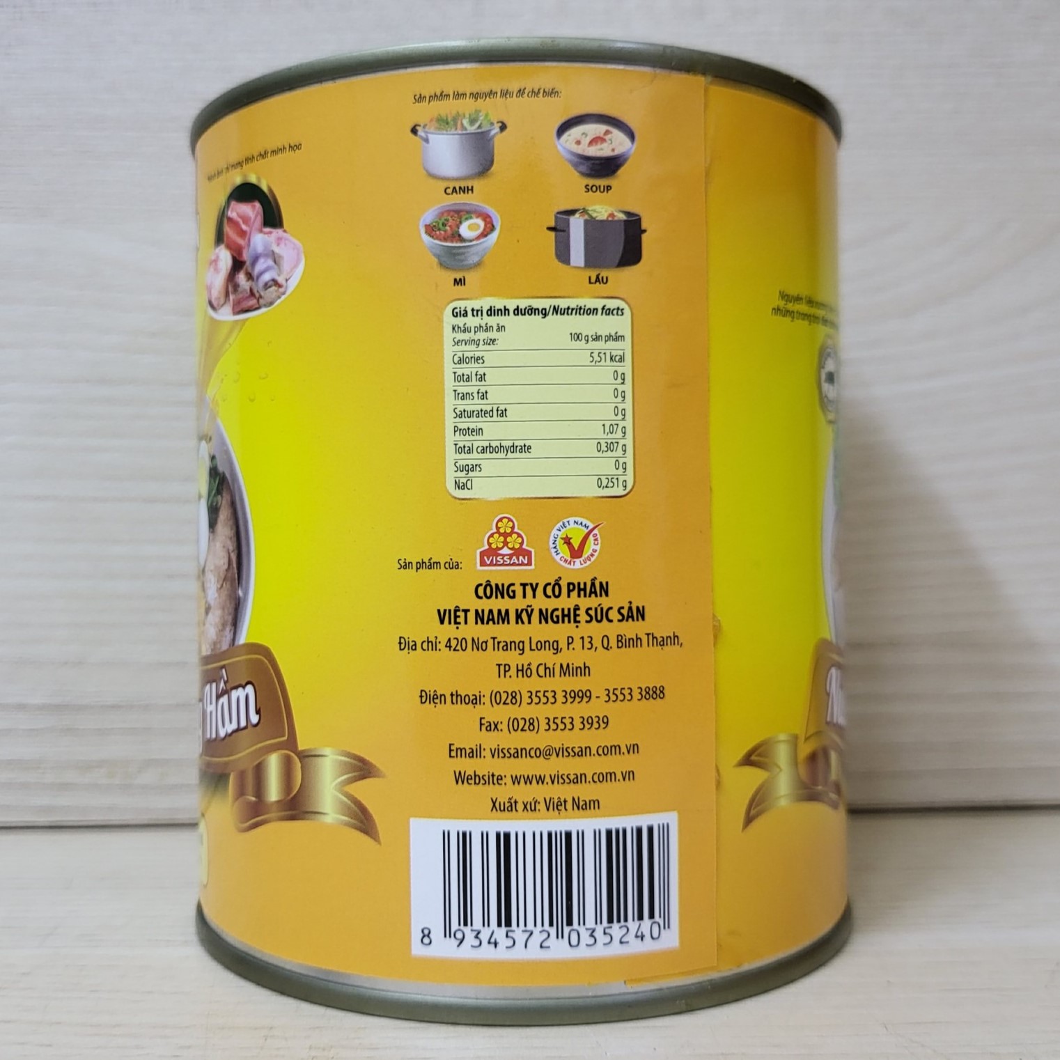 VISSAN (Lon 820ml) NƯỚC XƯƠNG HẦM THỊT HEO Pork Bone Broth