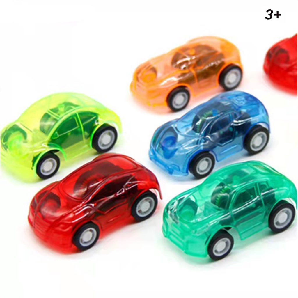 COMBO 5 XE Mô hình xe hơi đồ chơi mini bằng nhựa trong suốt màu sắc ngọt