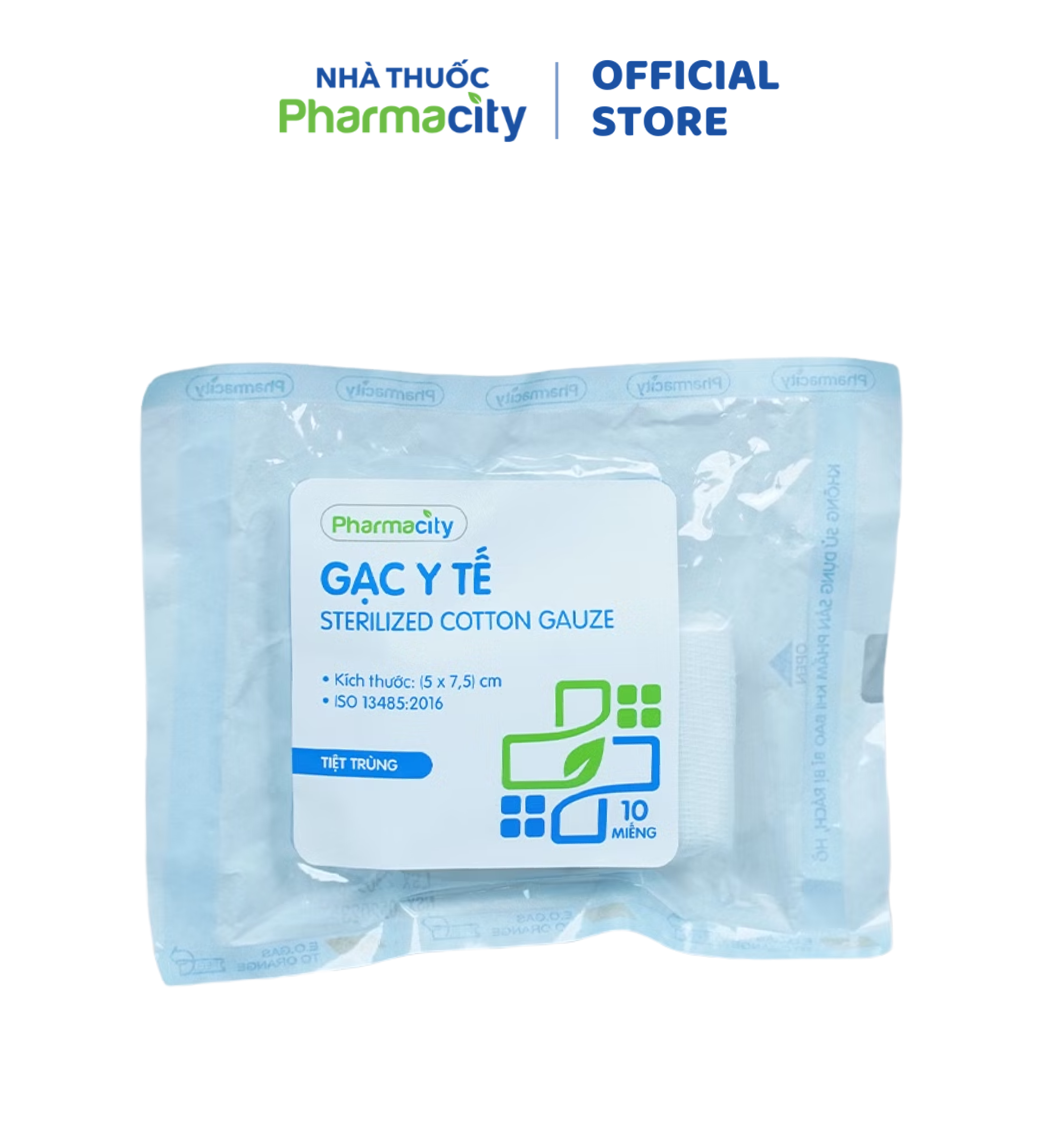 Gạc tiệt trùng Pharmacity 5 x 7.5cm (10 miếng/gói)