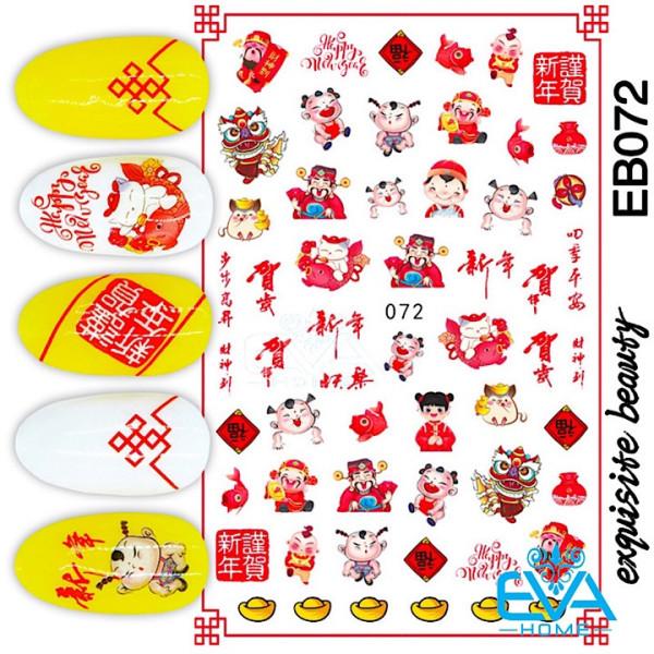 [HCM]Miếng Dán Móng Tay 3D Nail Sticker Tráng Trí Hoạ Tiết Tết Thần Tài EB072