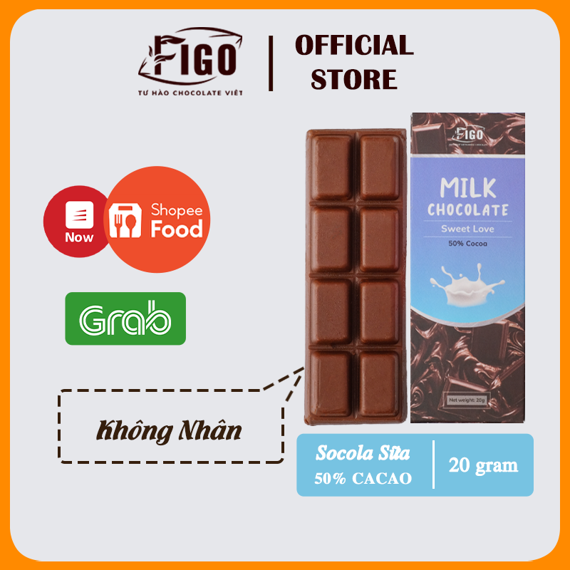 Bar 20gr- Milk Chocolate, Kẹo Socola sữa 50% Cacao dành cho bé