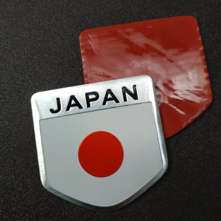 Tem nhôm Logo nhôm hình lá cờ Nhật Bản JAPAN trang trí xe