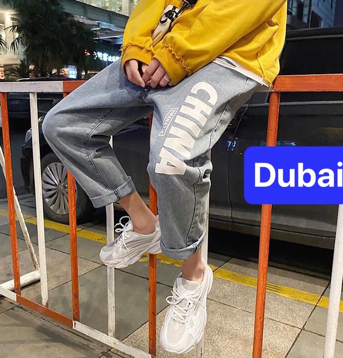 QUẦN BAGGY JEAN NAM CHẤT BÒ ỐNG RỘNG DÀI THÊU CHỮ CHINA THOÁNG MÁT, CHẤT LƯỢNG CAO, CO GIÃN NHẸ VIP DB-1020 - DUBAI FASHION