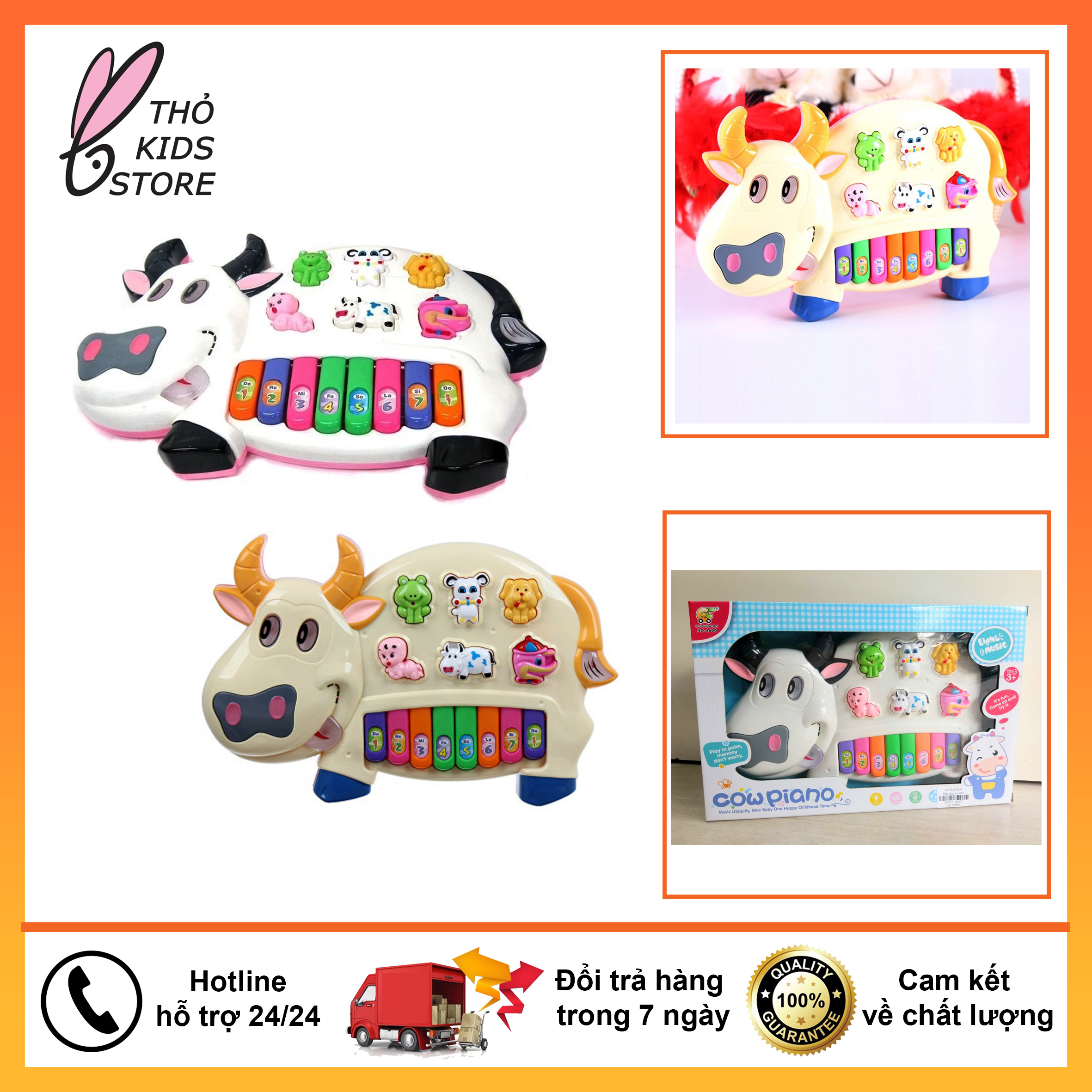 Đàn piano cho bé hình bò sữa