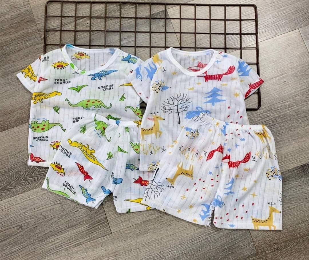 Set 5 bộ đồ cotton giấy thoáng mát cho bé yêu