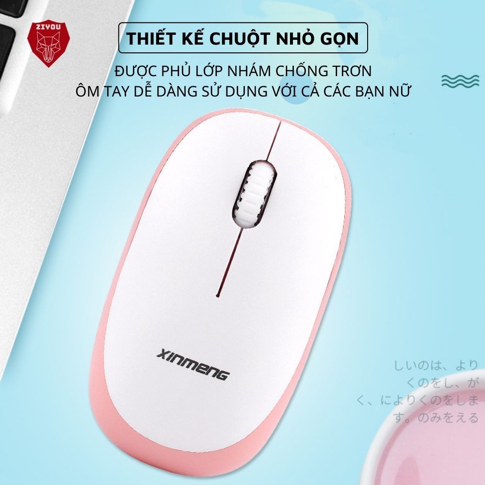 Bộ Bàn Phím Và Chuột Không Dây Màu Hồng Siêu Xinh N520, Phím Gõ ÊM, Kết Nối USB 2.4GHz Siêu Nhanh, Dùng Chip Tiết Kiệm Pin, Thiết Kế Mỏng Nhẹ Dễ Dàng Di Chuyển, Dùng Cho Máy Tính, Laptop, Tivi - ZIYOU