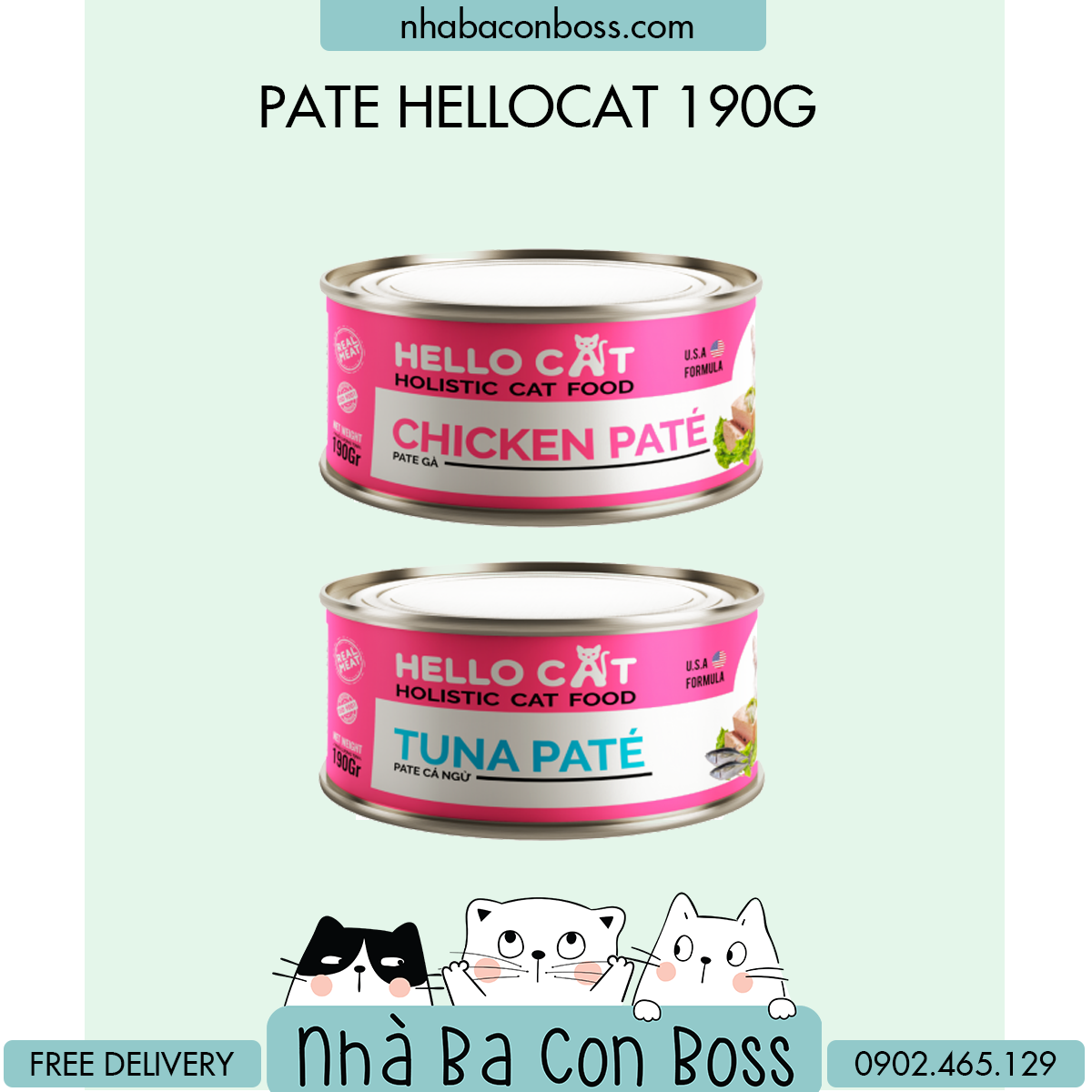 [Lon 190g] Pate Cho Mèo Hello Cat Date 27/02/2024