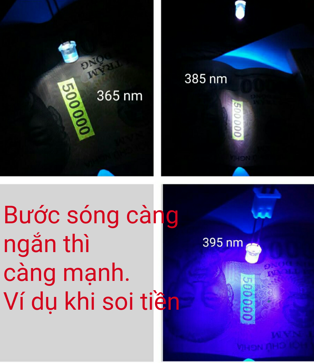 10 bóng led uv 395 hình nón
