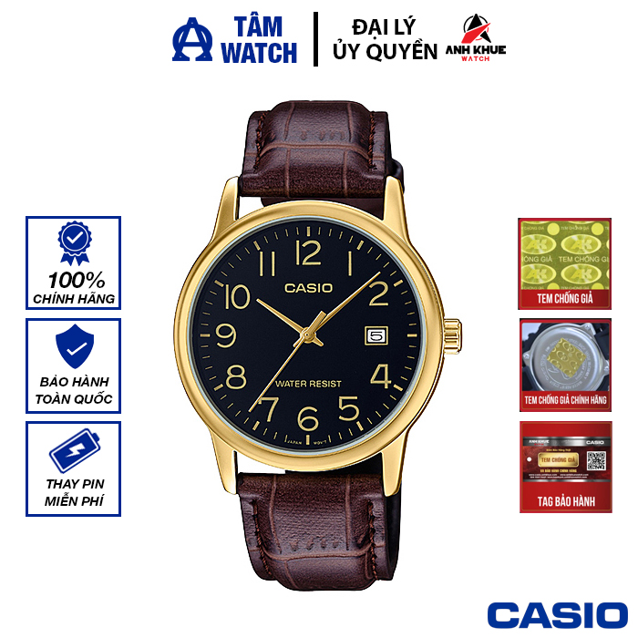 Đồng hồ nam dây da casio standard chính hãng anh khuê mtp-v002gl-1budf
