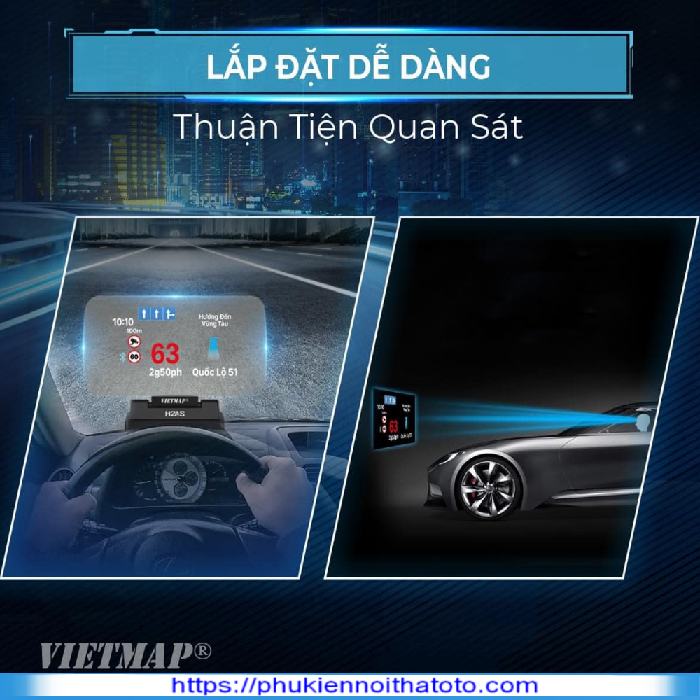 Hud Hiển Thị Kính Lái Vietmap H2AS