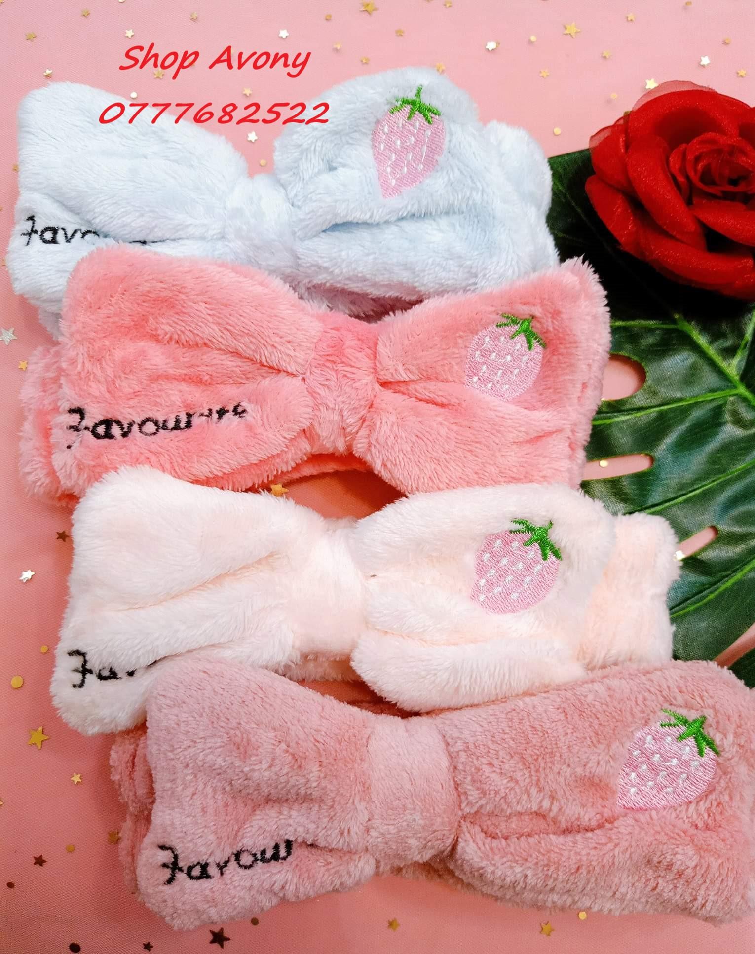 [HCM]Băng đô makeup hình nơ thêu trái dâu