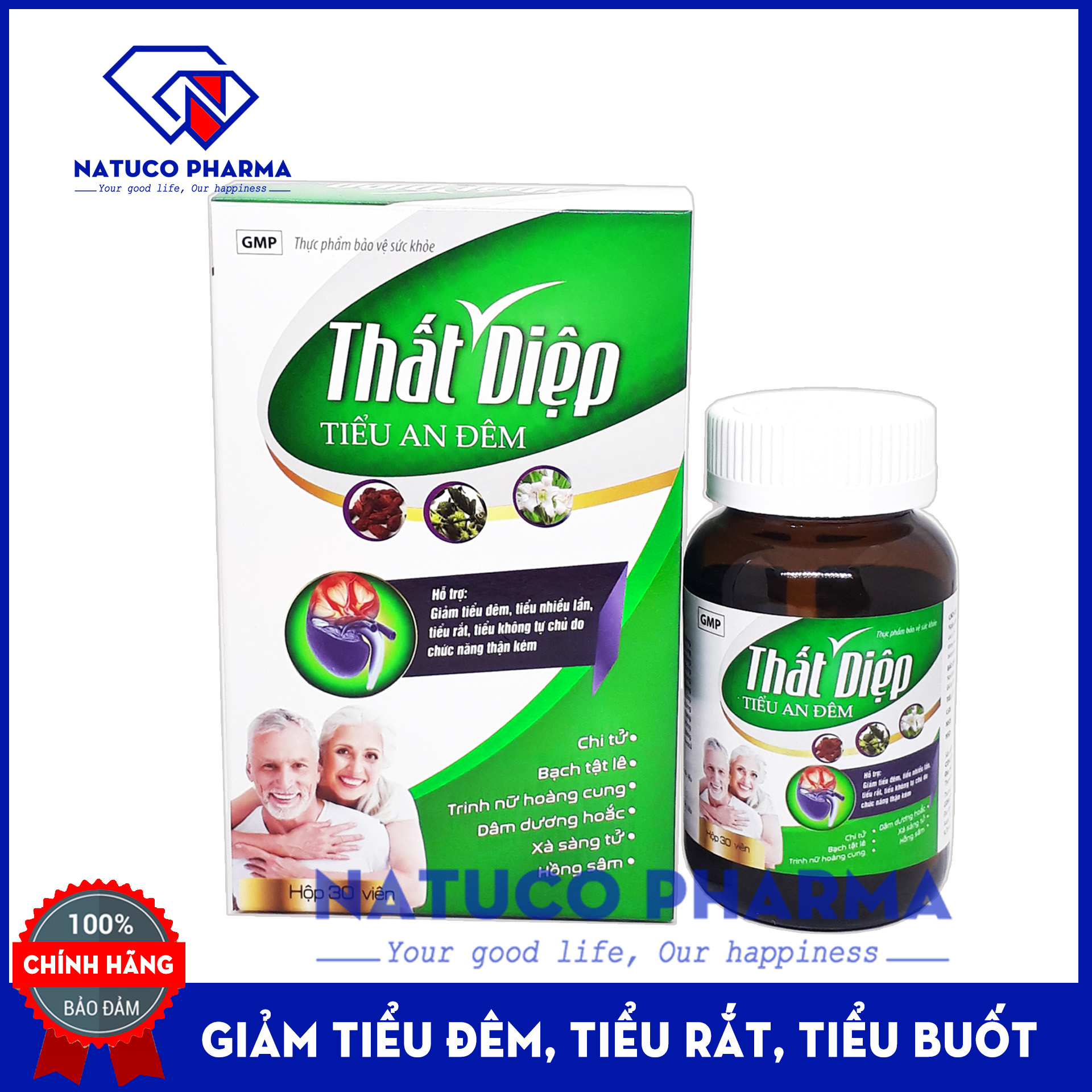 Viên uống giảm tiểu đêm Thất Diệp Tiểu An Đêm 100% thảo dược giúp bổ thận, giảm tiểu đêm tiểu rắt tiều nhiều lần hiệu quả - Hộp 30 viên chuẩn GMP Bộ Y tế