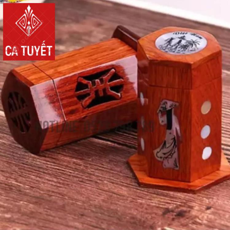 Lọ Đựng Tăm Gỗ Hương Lọng Chữ ( H )