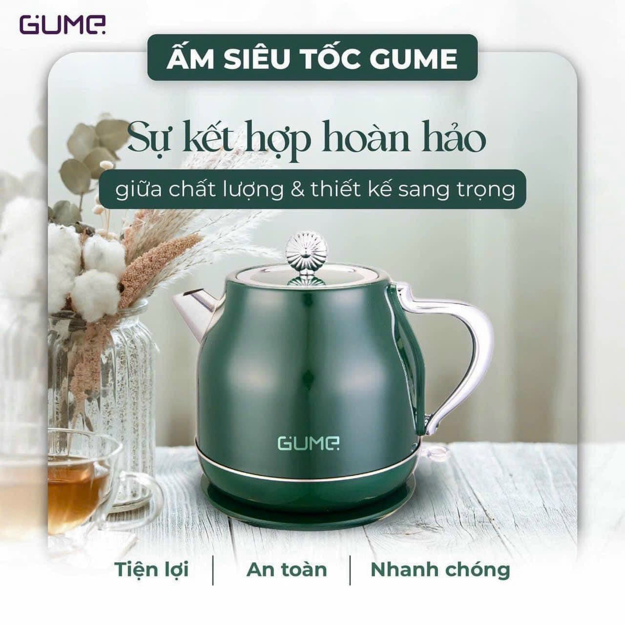 Ấm điện đun nước siêu tốc 1.8l gume đun nước nhanh chóng chỉ trong vài phút