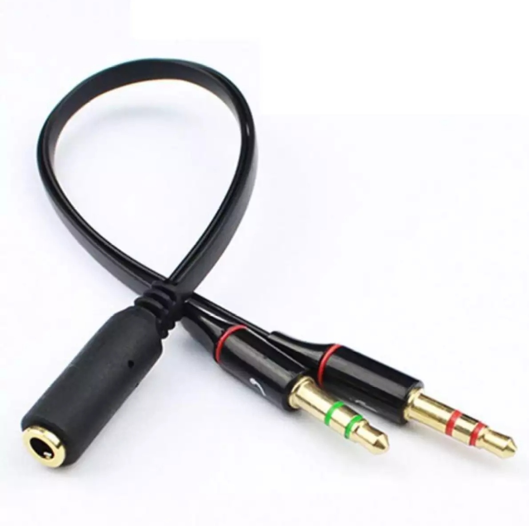 Laptop 3.5 headphone to audio & mic jack splitter cable 3.5mm (black)