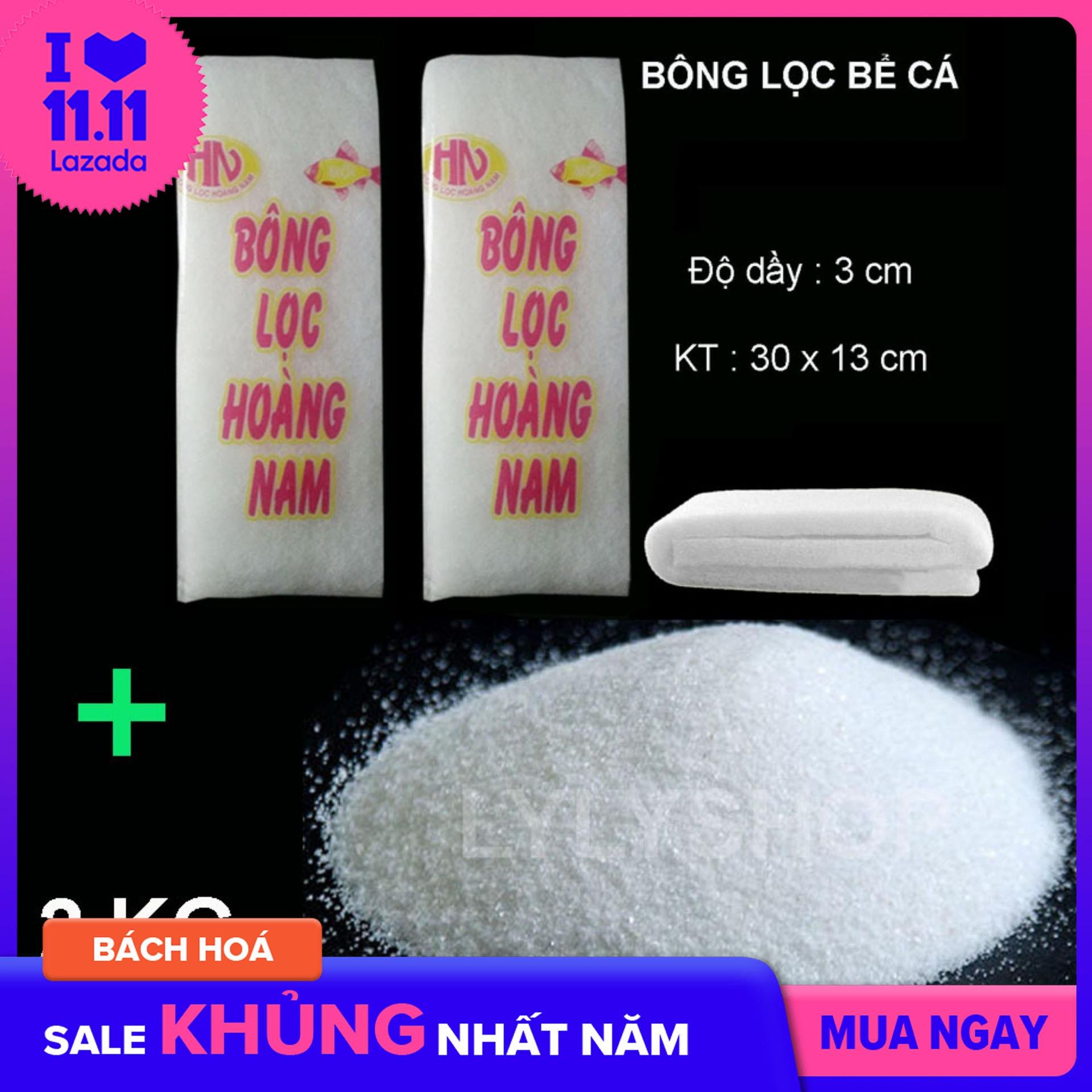 COMBO CÁT THẠCH ANH (2 KG) + 2 BÔNG LỌC BỂ CÁ