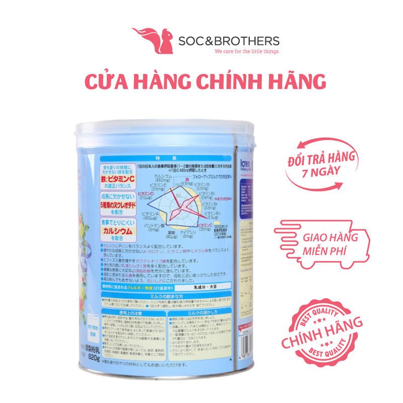 Combo 2 Lon Sữa Glico Icreo Số 1 (Lon 820G) & 5 Thanh Sữa (13.6G/ Thanh)