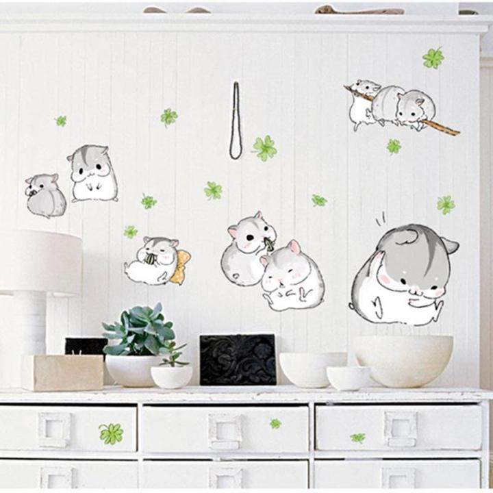 Decal dán tường hamster cute MJ7014- Decal dán tường cho bé - Decal dán tường động vật