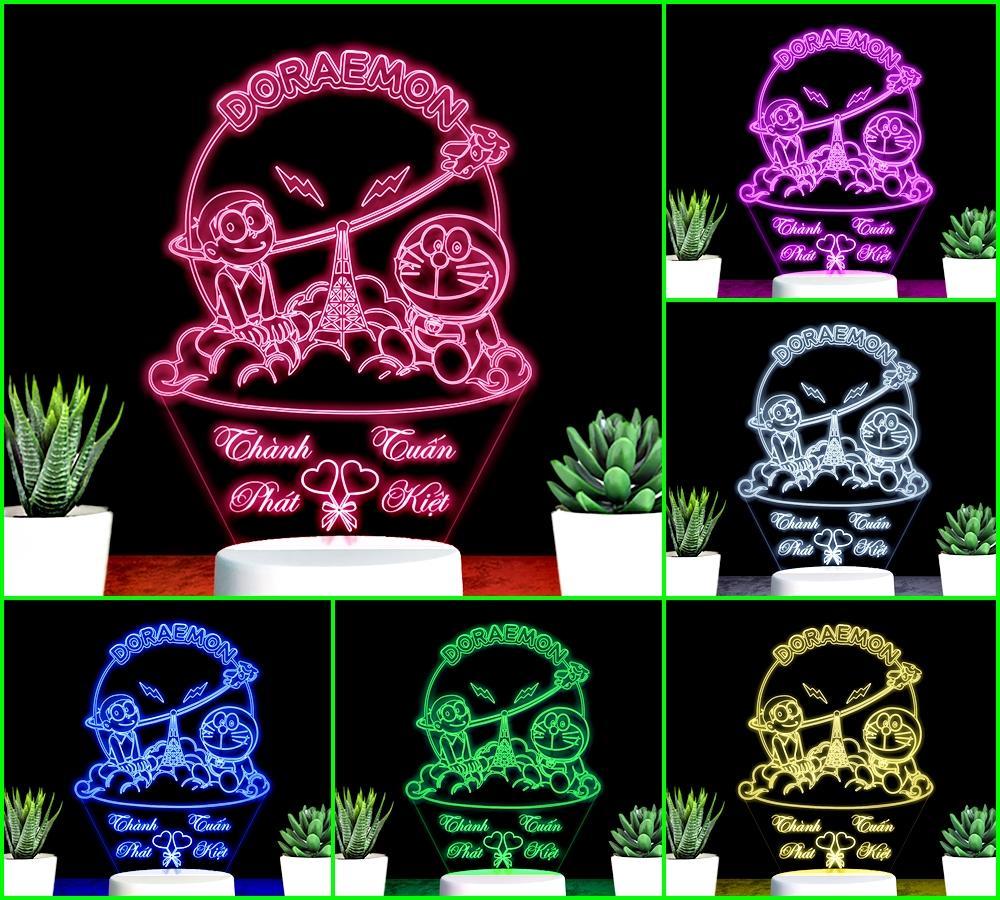 Đèn Ngủ Doremon, đèn Decor hình doremon, đèn ngủ dành cho bé, quà tặng dành cho bé, đèn ngủ khắc hình theo yêu cầu, khachinh.com