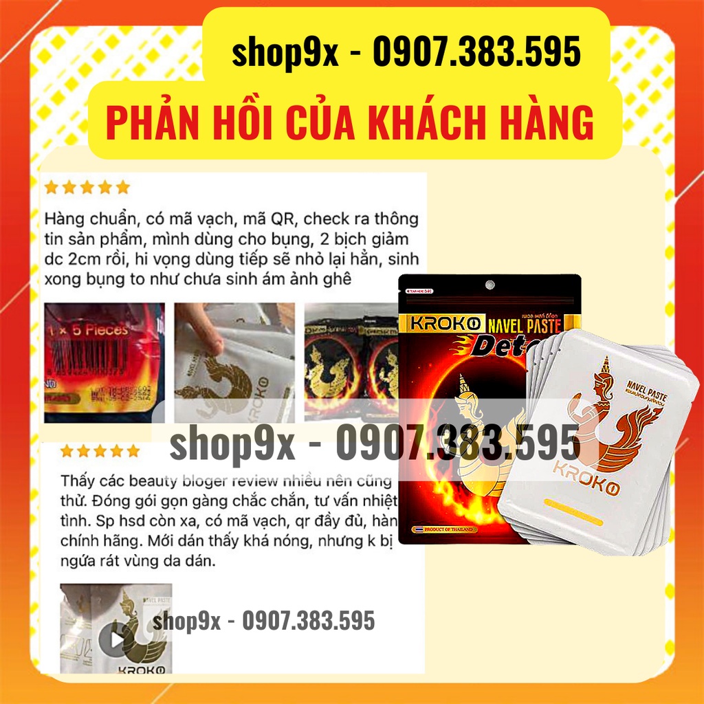 5 Miếng Dán Tan Mỡ Bụng Bắp Tay Bắp Chân Kroko Thái Lan Navel Paste