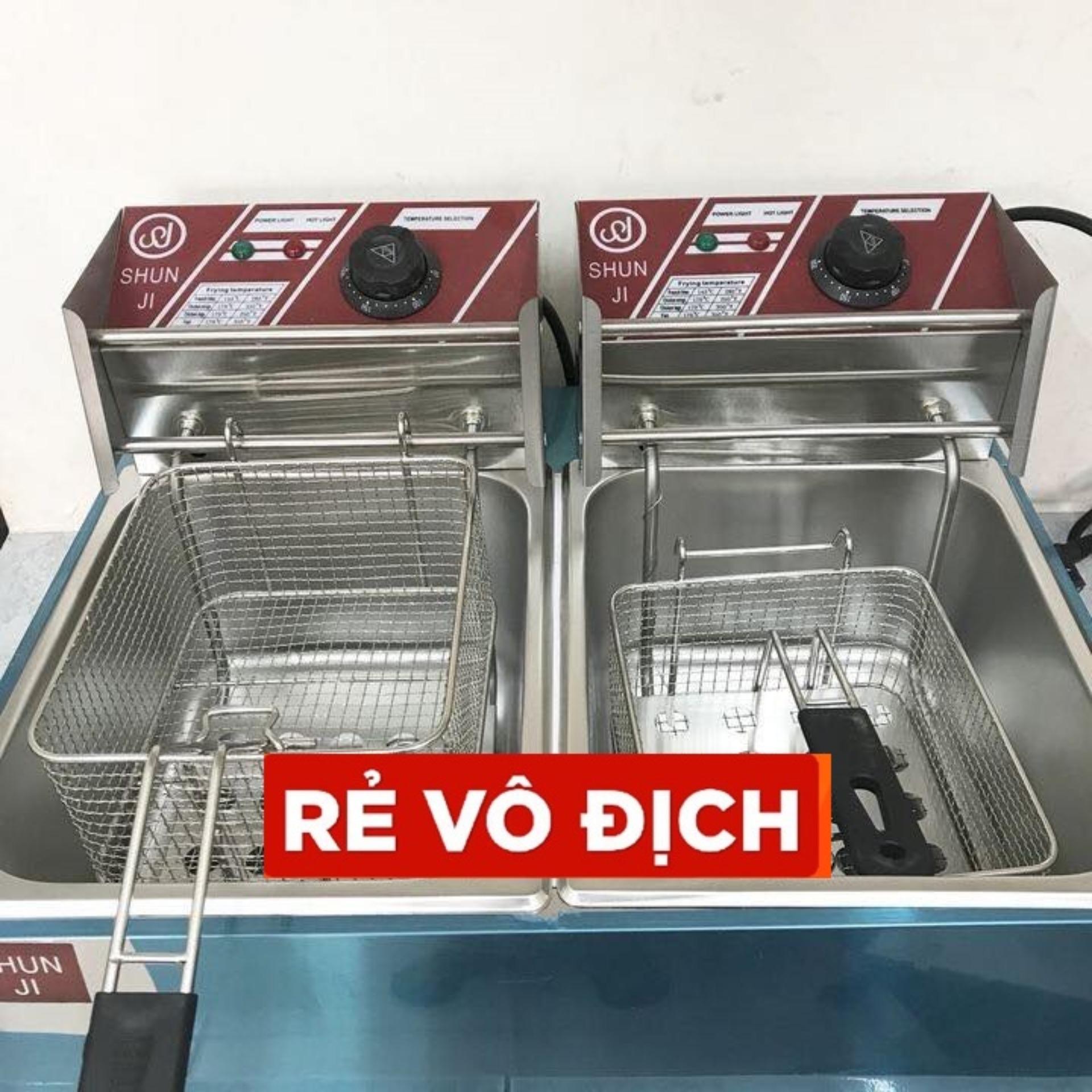 Bếp chiên nhúng điện đôi cao cấp, bếp chiên đôi 12L
