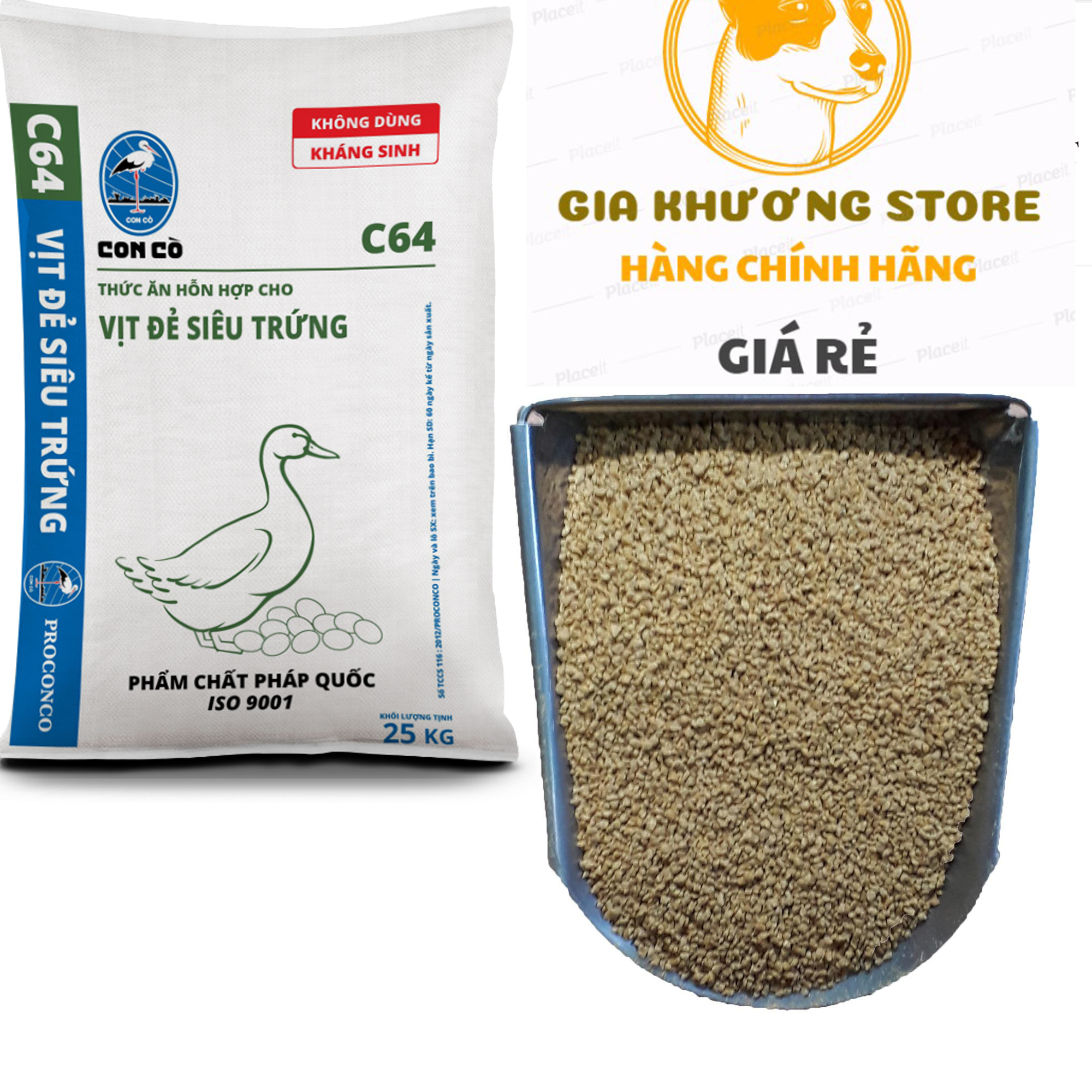 Cám hỗn hợp cho vịt đẻ siêu trứng C64