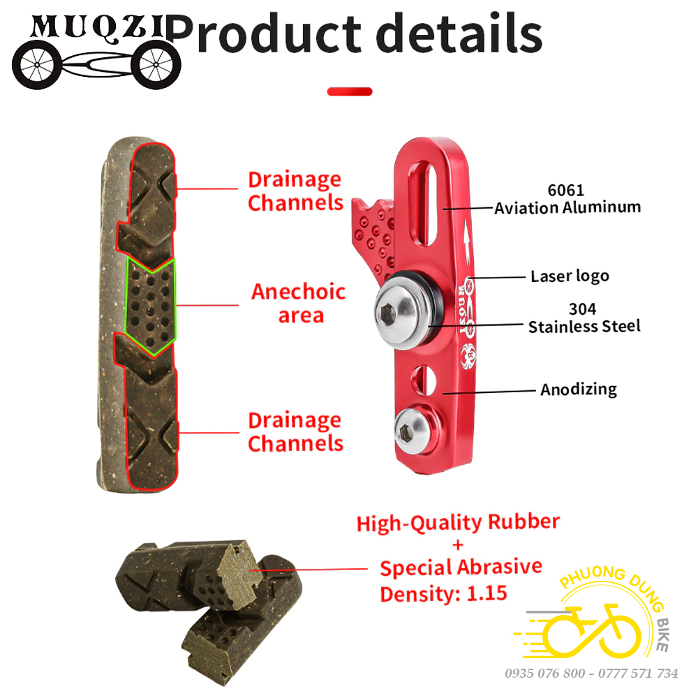 Cặp gôm phanh dành cho vành Carbon xe đạp MUQZI
