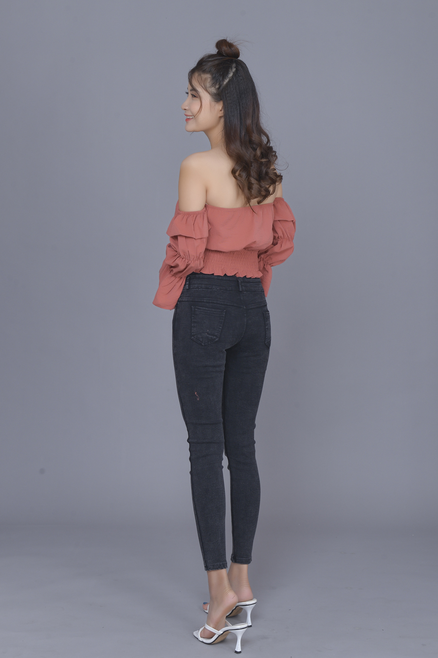 Quần dài nữ kaki co giản giản jean thiêu chữ AeCut dây kéo lưng chum thời trang công sở phù hợp đi chơi đi làm Kkw14