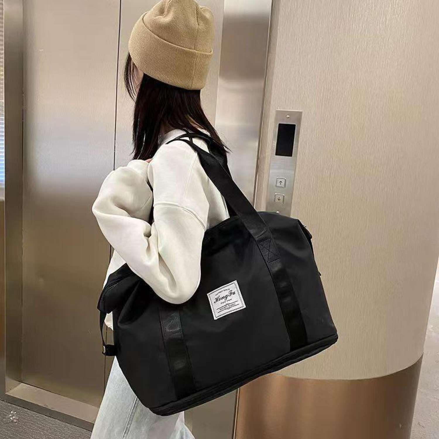 Túi xách du lịch 2 tầng có nhiều ngăn đựng chất liệu vải dù chống thấm nước có thể thu gọn như túi 1 tầng