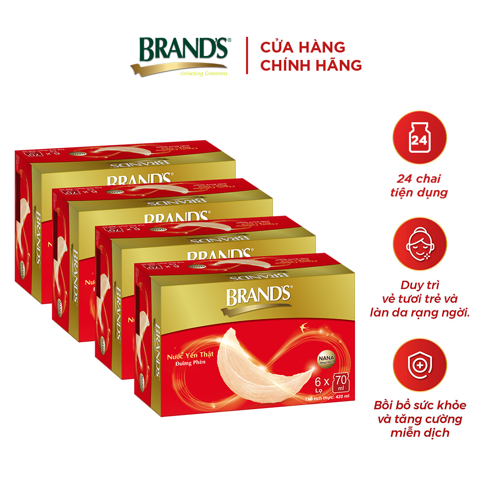[Giao hàng 2h] Combo 4 Nước yến thật BRAND'S Đường Phèn (70 ml x 24 lọ)