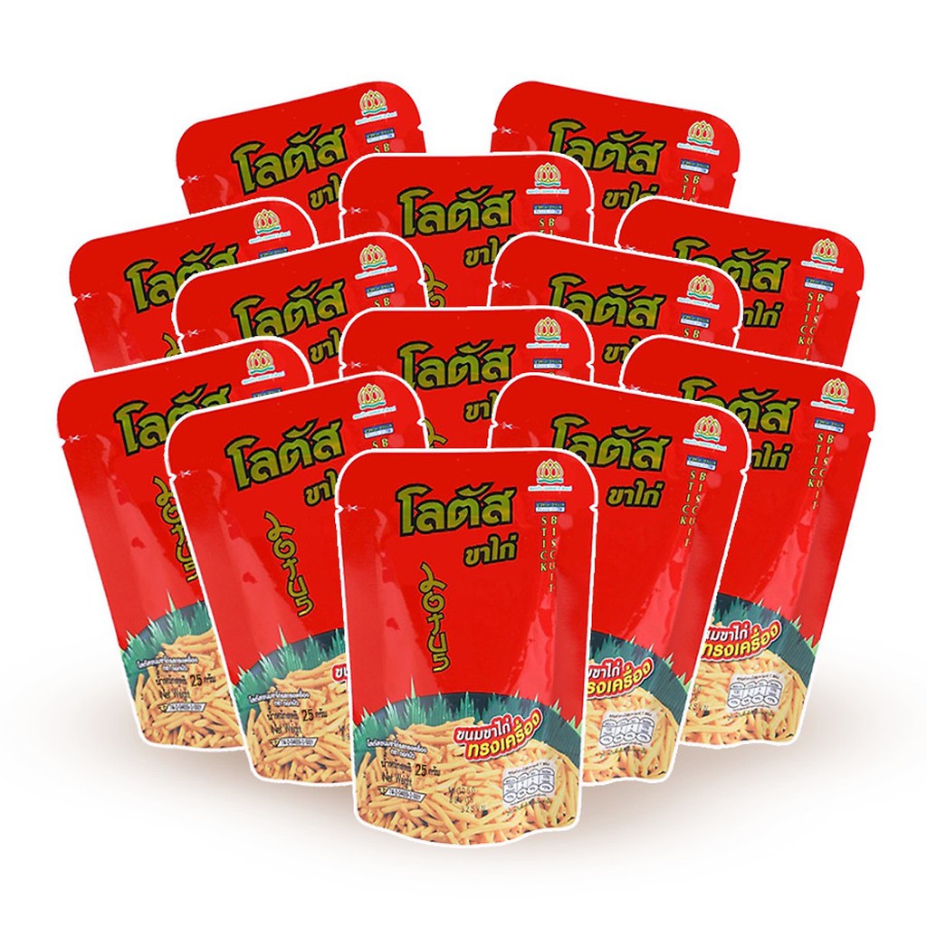 Lốc 13 Gói Bánh que Dorkbua Lotus vị Tôm Đỏ (25g /gói)- Đồ ăn vặt
