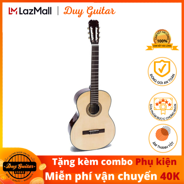 Đàn guitar classic DGCG-100 gỗ Hồng Đào solid, cho âm thanh trầm ấm trữ tình, cần đàn thẳng, action thấp êm tay, tặng combo phụ kiện dành cho bạn mới tập Duy Guitar
