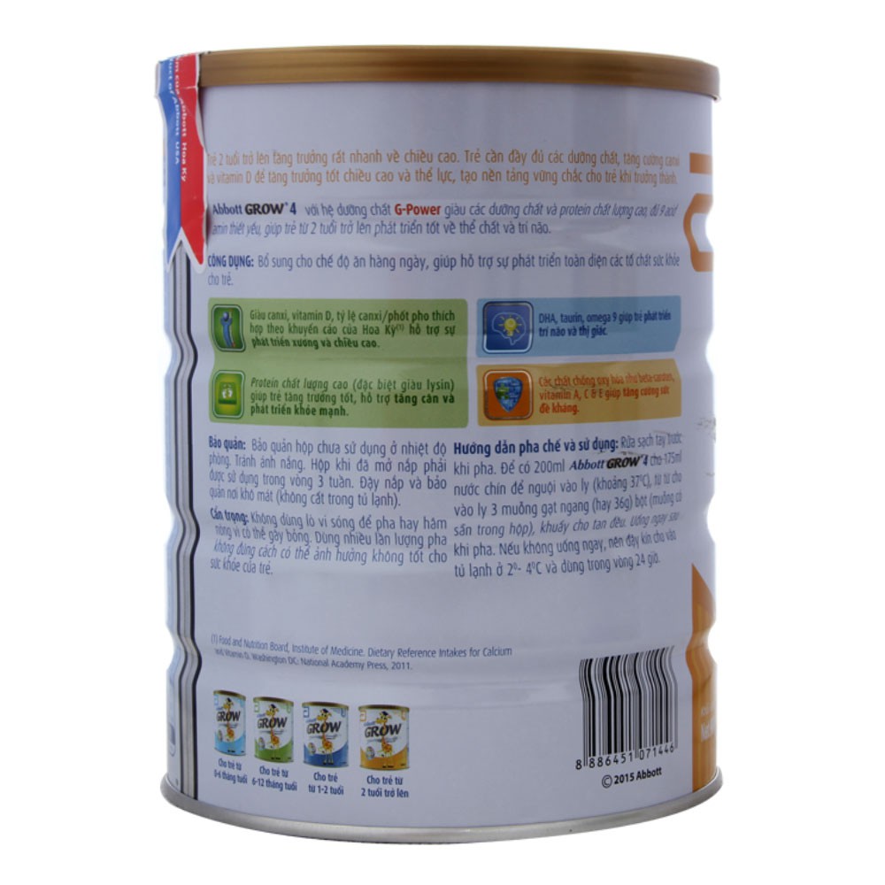 Sữa Bột Abbott Grow 2+ - Hộp 850G (Cho Bé 2 Tuổi Trở Lên)