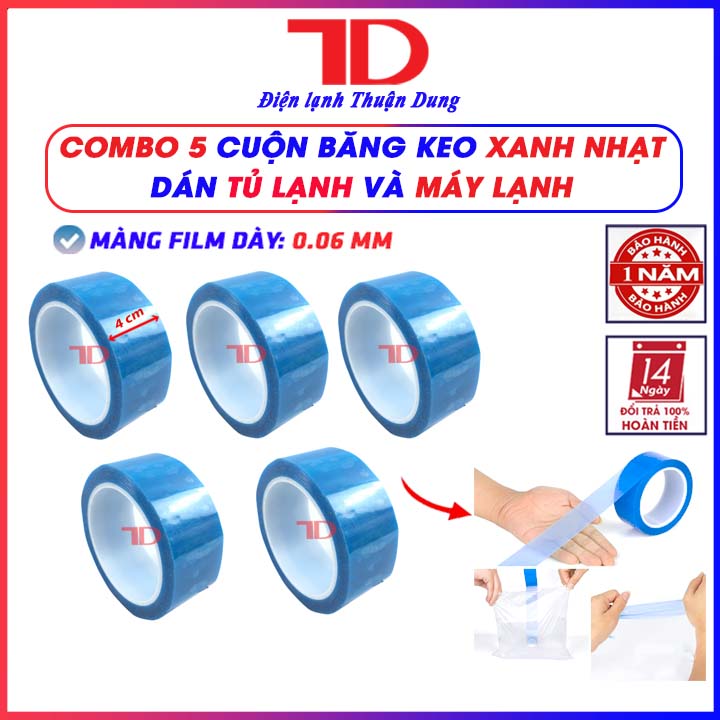 Băng keo xanh dán Tủ Lạnh và Máy Lạnh, băng dính chuyên dụng 5 cuộn - Điện Lạnh Thuận Dung