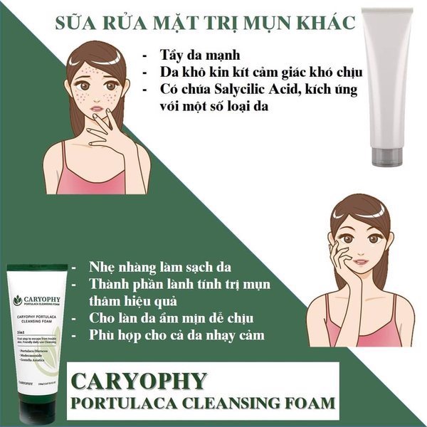 Sữa Rửa Mặt Caryophy Portulaca Cleansing Foam 3In1