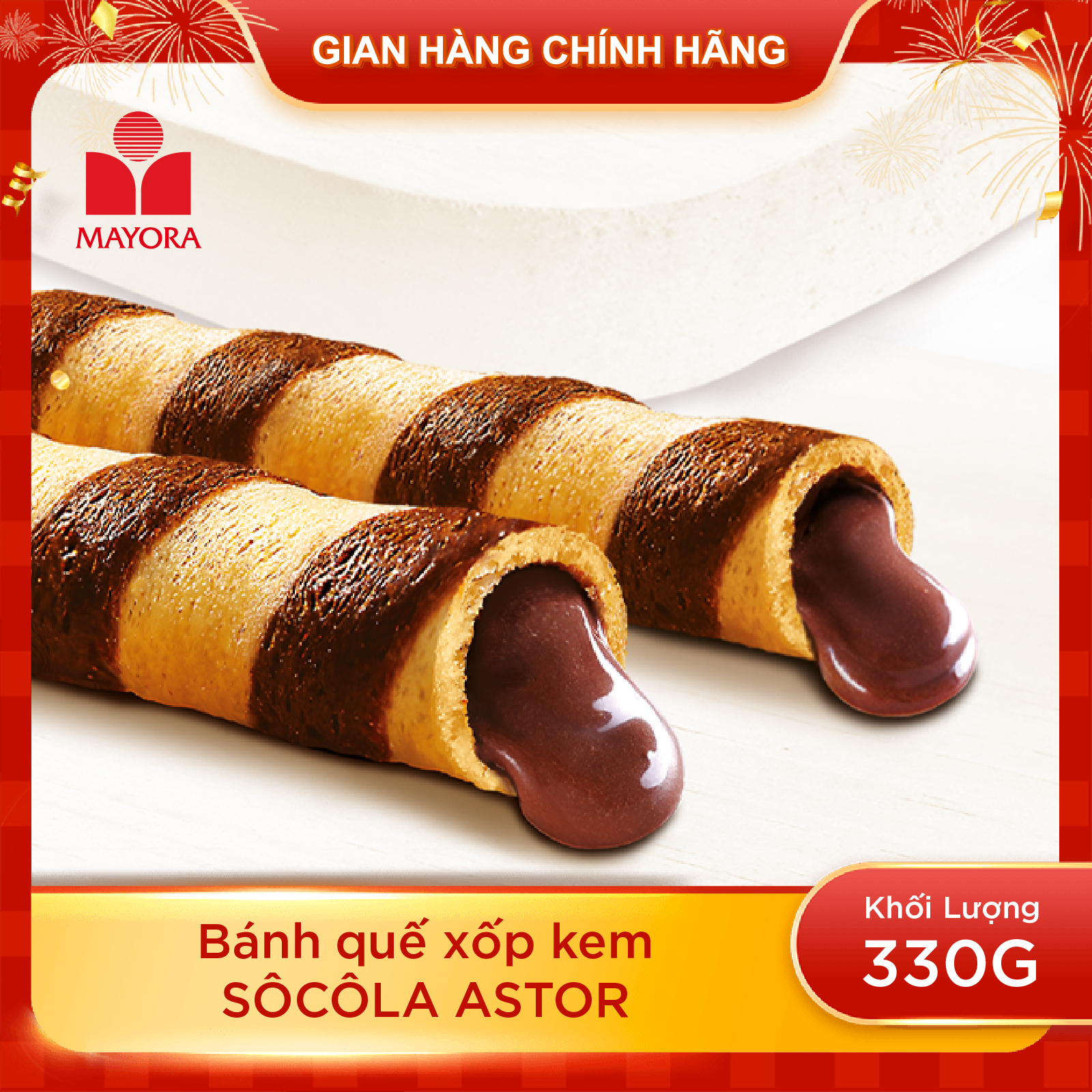BÁNH QUẾ XỐP KEM SÔCÔLA ASTOR 330G