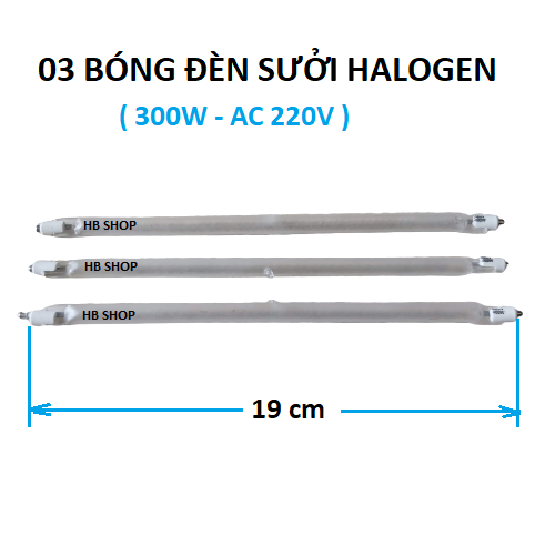 03 bóng đèn sưởi halogen 300W-400W AC220V không dây