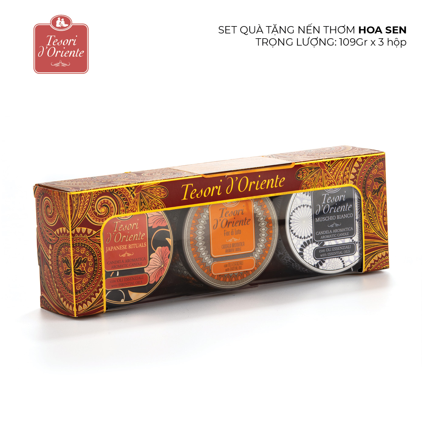 Set ba nến thơm mini Tesori d'Oriente 109gr