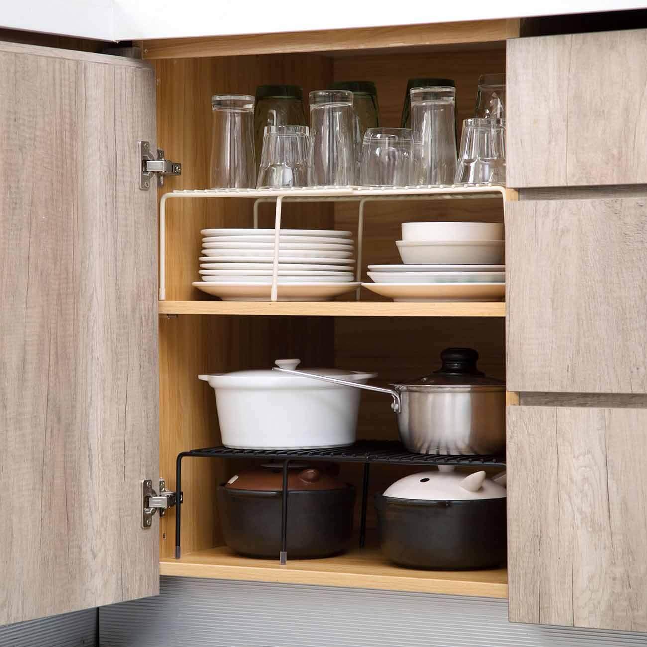 Homenhome Retractable Iron Kitchen Shelf Cabinet Drain Storage Rack Spice Shelf