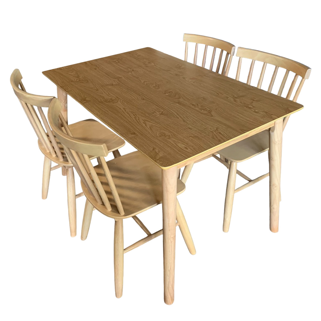 [Freeship][Trả góp 0%] Bộ bàn ghế phòng ăn mặt gỗ 4 - 6 - 8 chỗ IBIE Pinnstol Alpha gỗ cao su tùy chọn màu sắc, phong cách hiện đại, hàng loại 1 sơn PU 3 lớp chuẩn xuất khẩu Nhật/Hàn