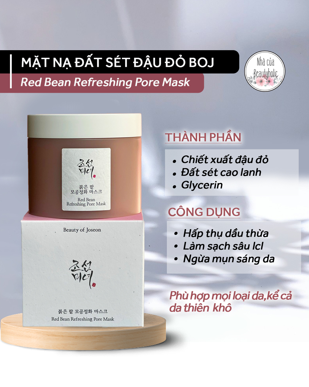 Mặt nạ đất sét đậu đỏ beauty of joseon red bean pore refreshing mask